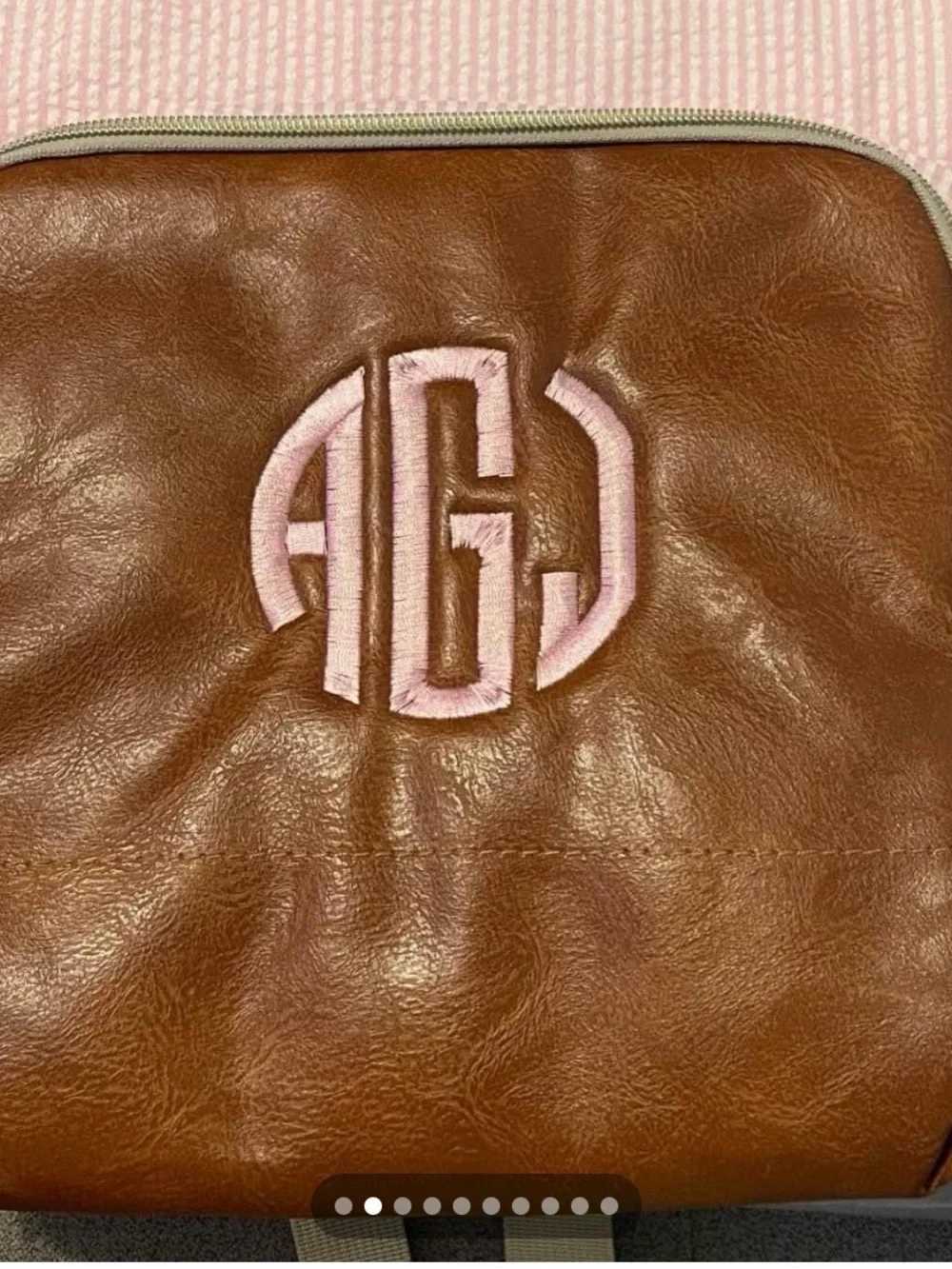 Unused Diaper Bag Roomy Monogrammed Seersucker & Pink Embroidery